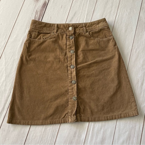 Zara Corduroy Skirt Women’s M Brown Button Front Academia Chocolate Western Boho - Picture 4 of 16